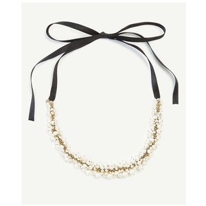 Ann Taylor Pearlized Cluster Ribbon Necklace
